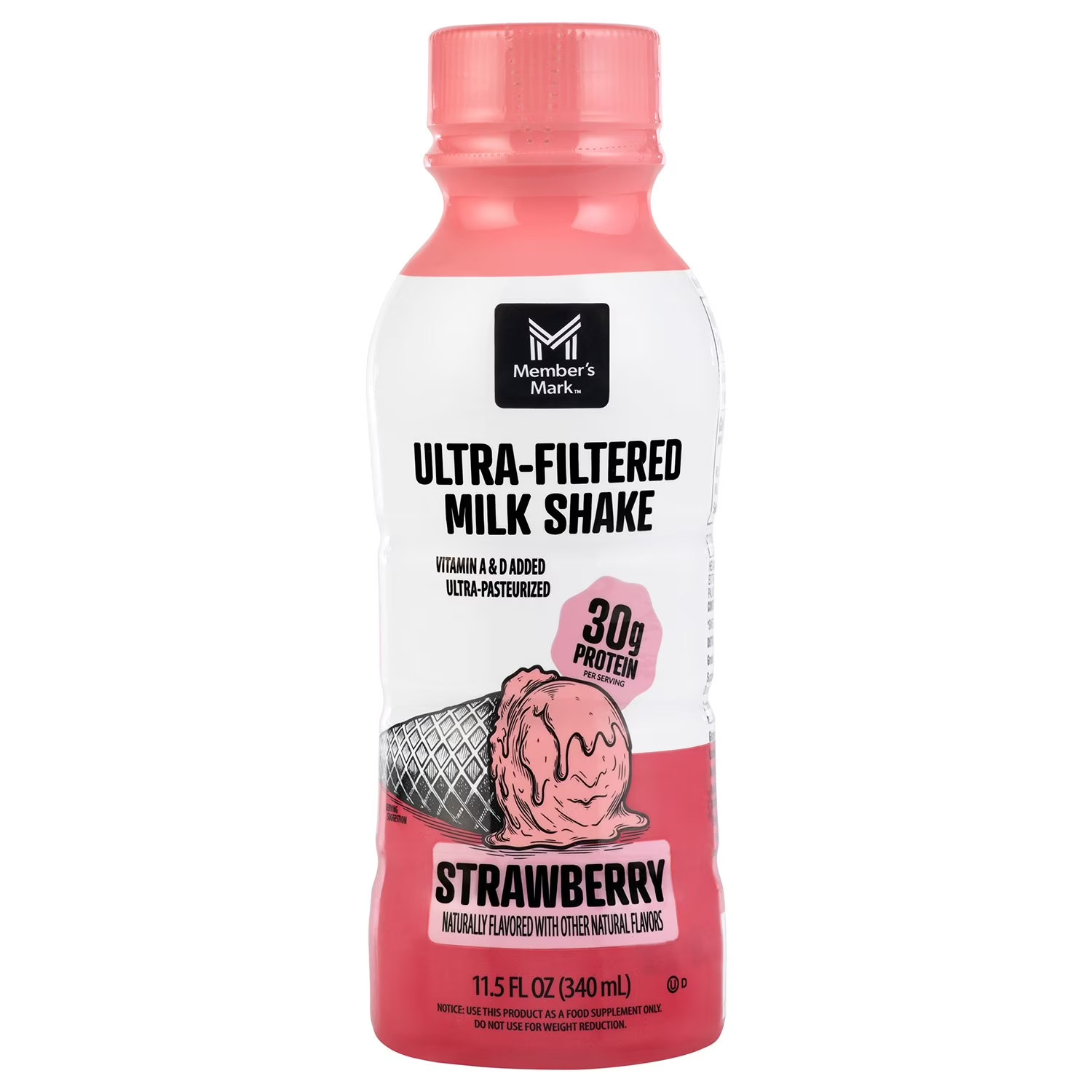 Member’s Mark 30g Ultra-Filtered Milk Shake, Strawberry, 11.5 fl. oz., 12 pk.