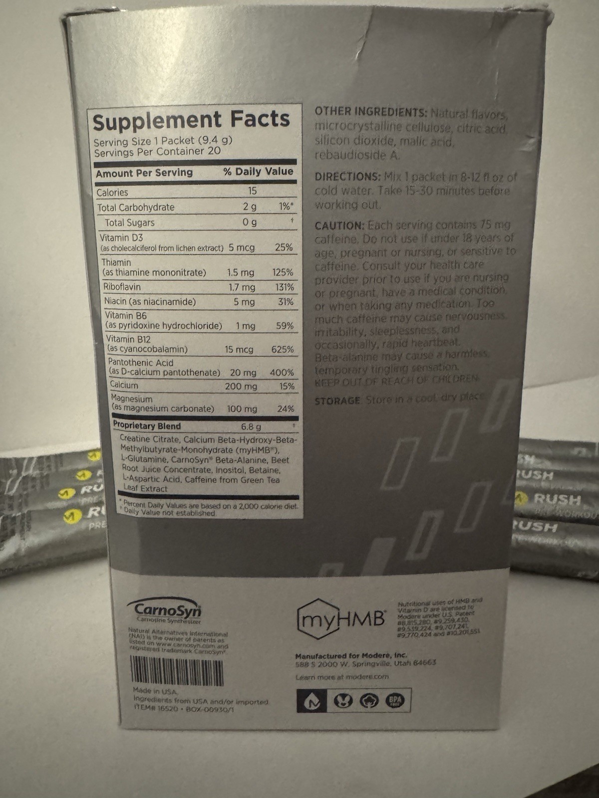 PRE Workout Modere Fitness Rush ~ Increased Performance, Enhanced Energy 29 Pkts