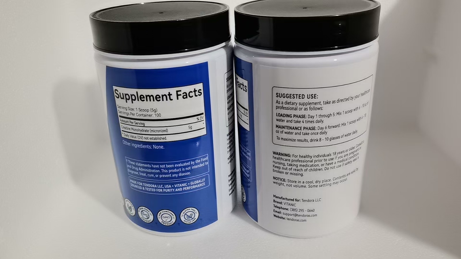 Vitanic Creatine Monohydrate 500 Gram – Pure Powder , Gluten-Free, Non-GMO