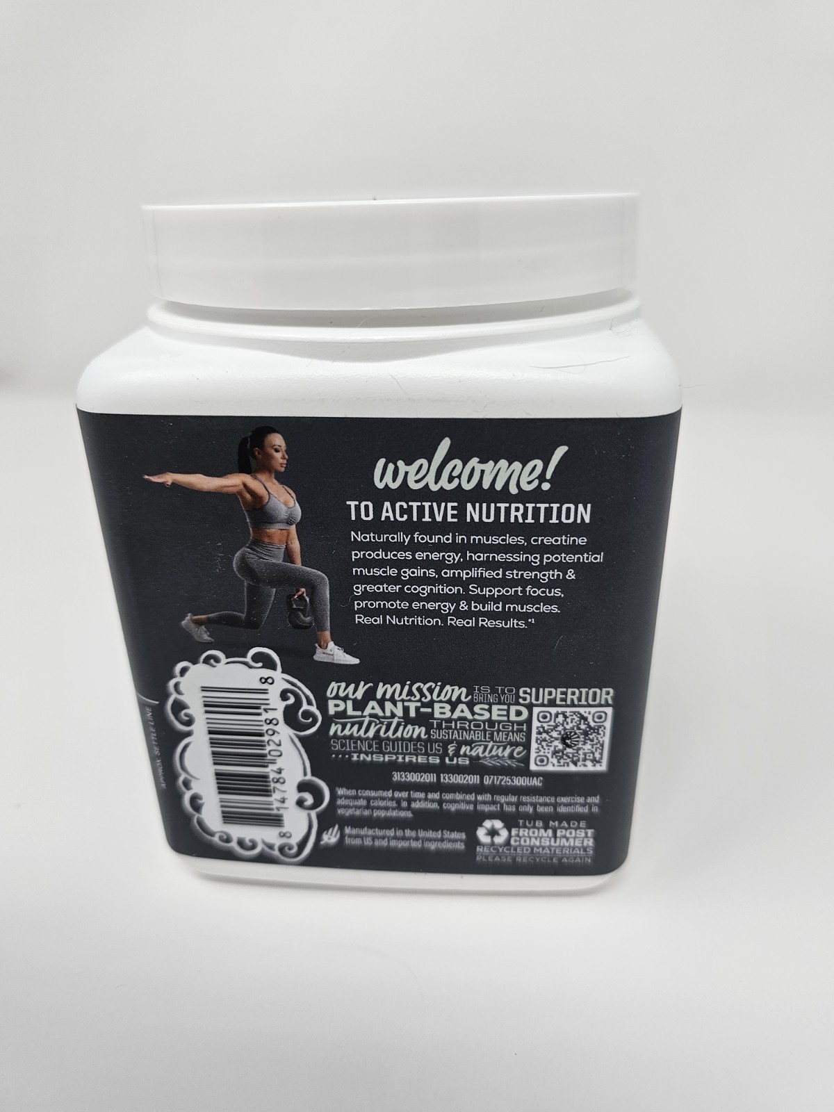 Sunwarrior Active Creatine Monohydrate Powder Unflavored 10.58 oz BB 8/21/27