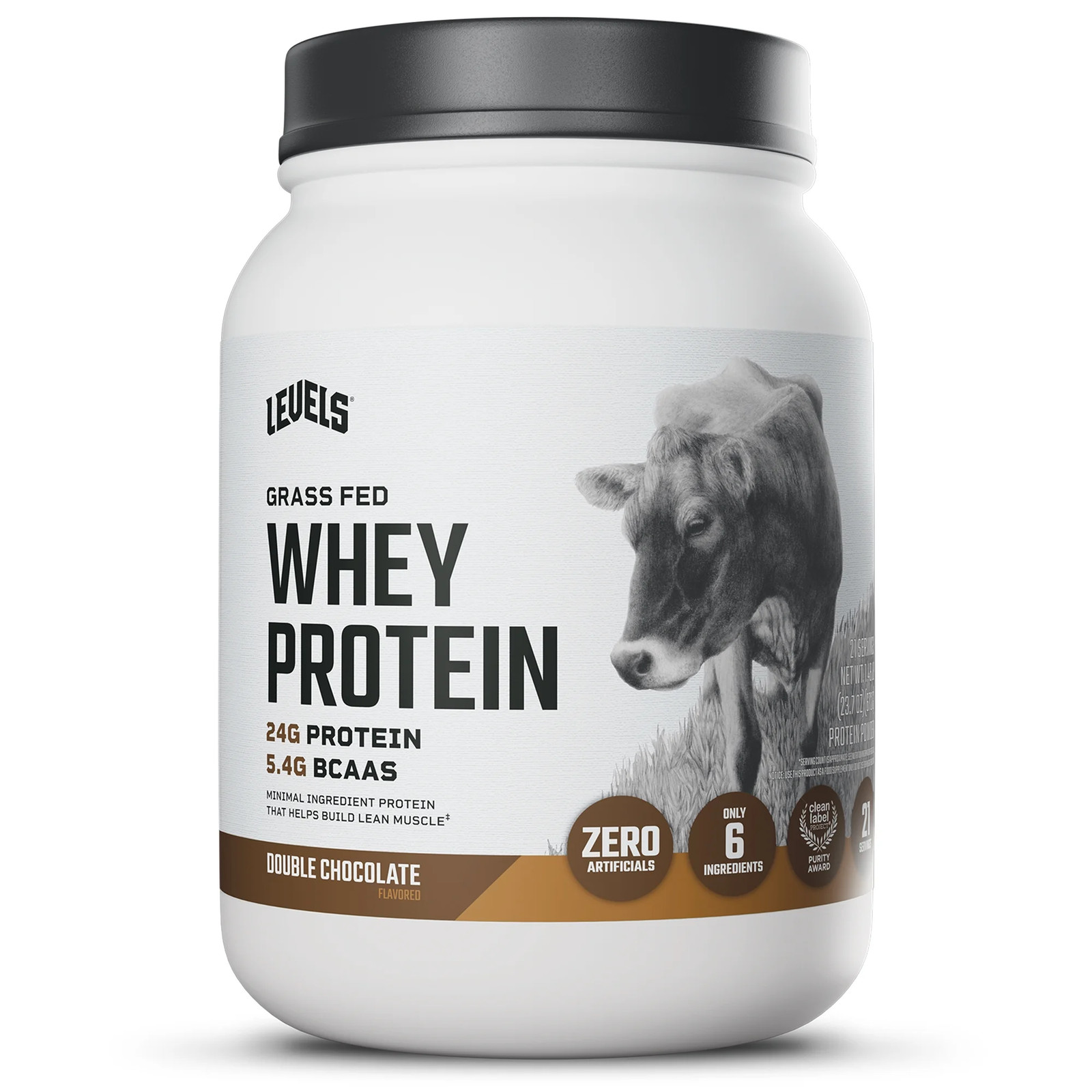 Levels Grass Fed Whey Protein Powder, No Artificials, 24G of Protein, Double Cho