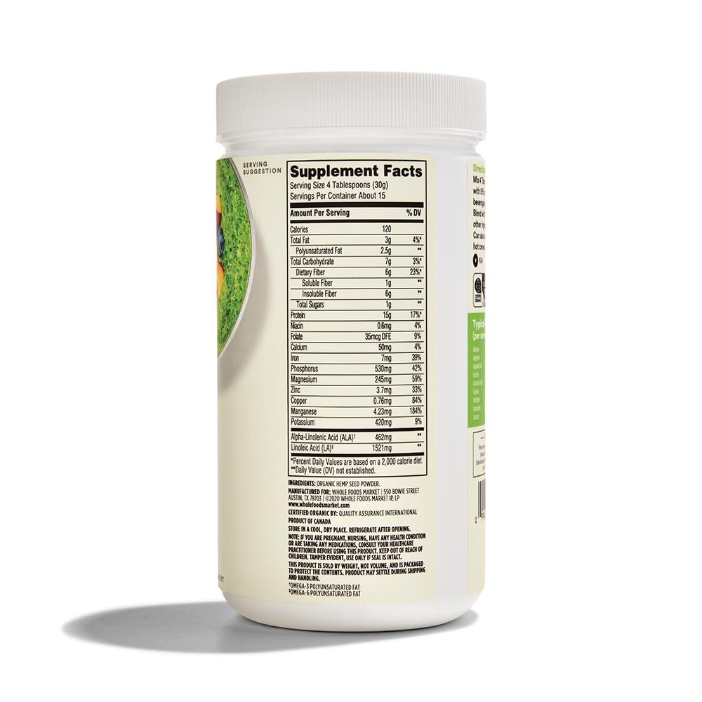 365 by Whole Foods Market, Organic Hemp Protein 1 Pound (Pack of 1), Red-5680