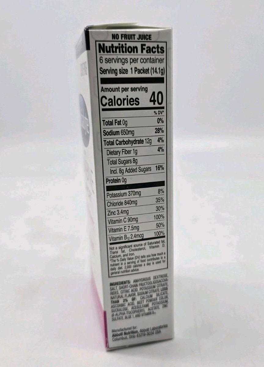Pedialyte Electrolyte Drink Immune Support Mixed Berry Berry Powder 6Ct ex 12/25