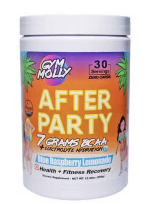 Gym molly After Party Blue Raspberry Lemonade Exp05/26-7grams Bcaa + Electrolyte