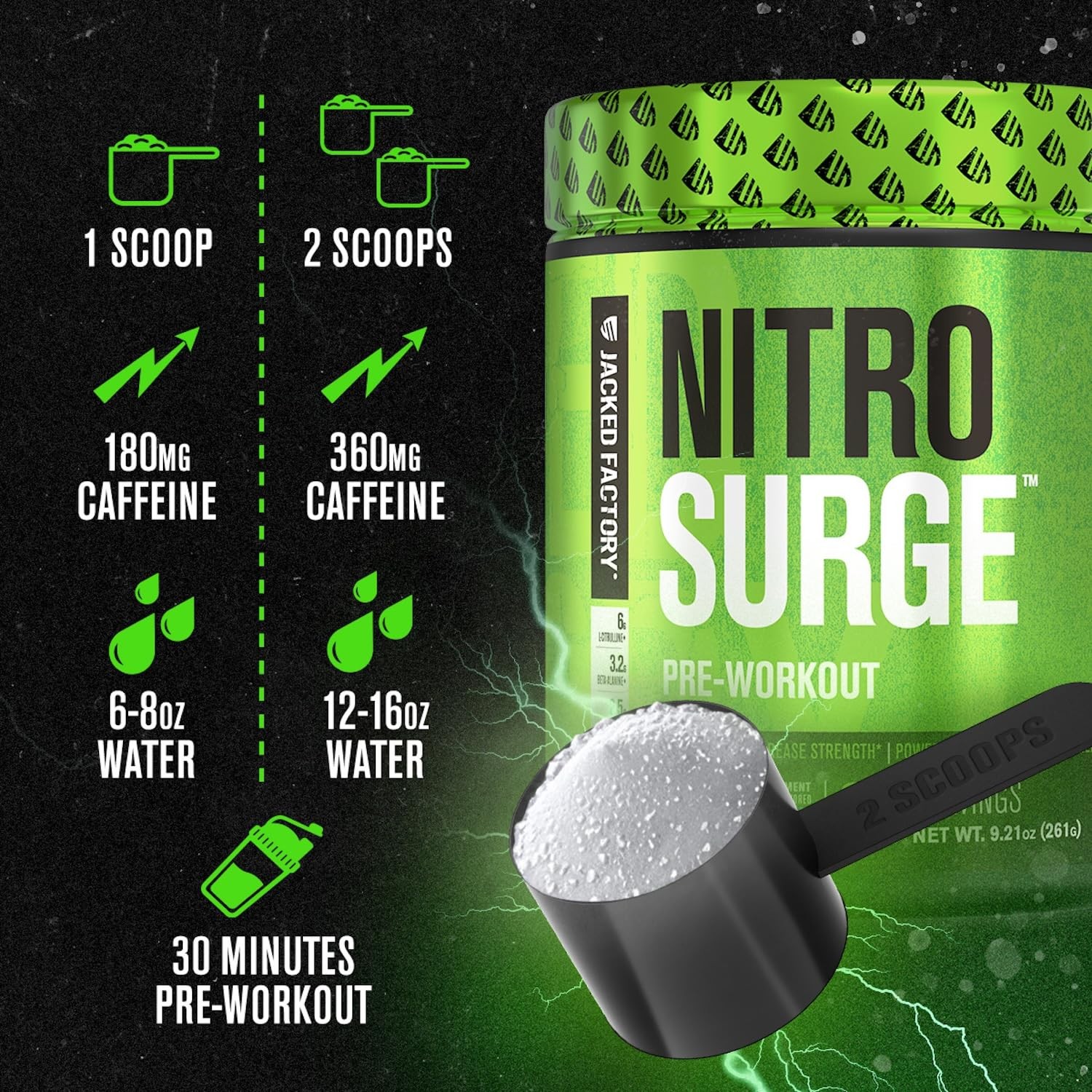 Jacked Factory NITROSURGE Pre Workout Supplement – Endless 10 Servings