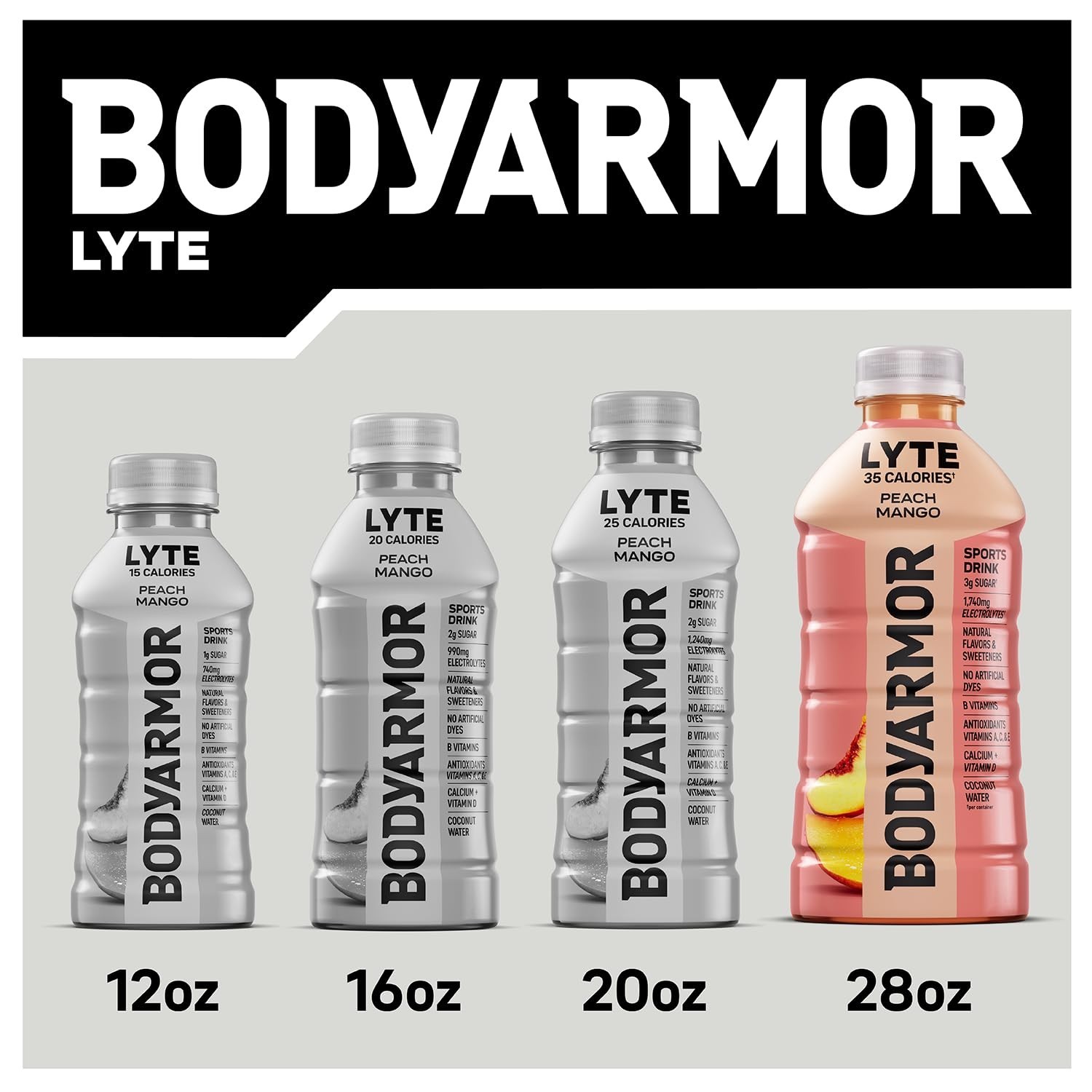 BodyArmor L Yte Electrolyte Drink Peach Mango 28 Fl Oz Pack Coconut Water Sports