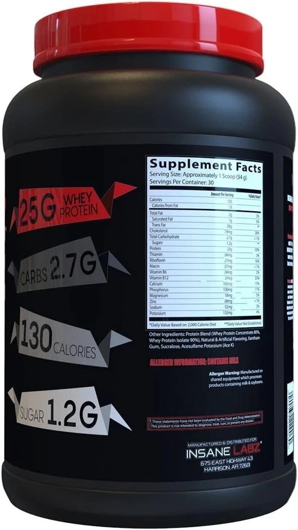 Muscle Building Insane Whey Protein – 30 Servings Vanilla, No Clumps Guarantee