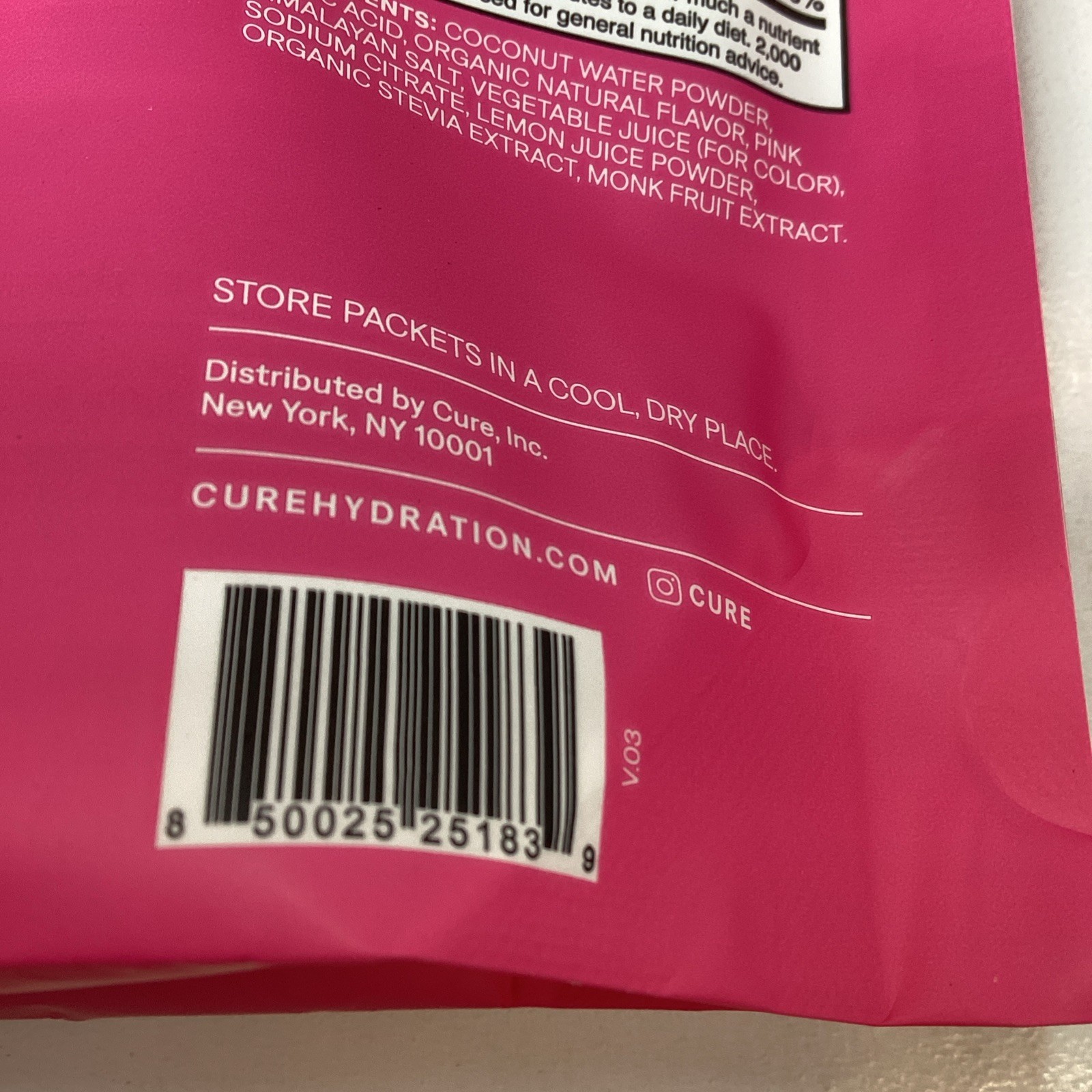 2x Cure Hydration Electrolyte Drink Mix Tropical Punch 0.27 Ounce 14/Pack