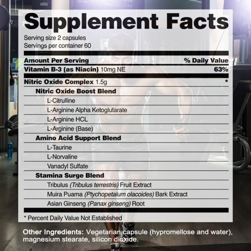 Nitric Oxide Booster Supplement – L-Arginin, L-Citrulline 1500mg –