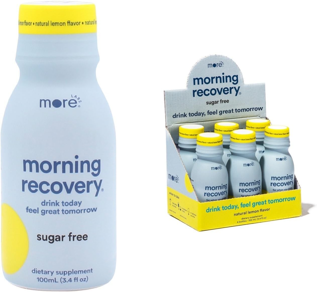 Recharge with Morning Recovery DHM Drink: Lemon Flavor, 6 Pack, Convenient Size