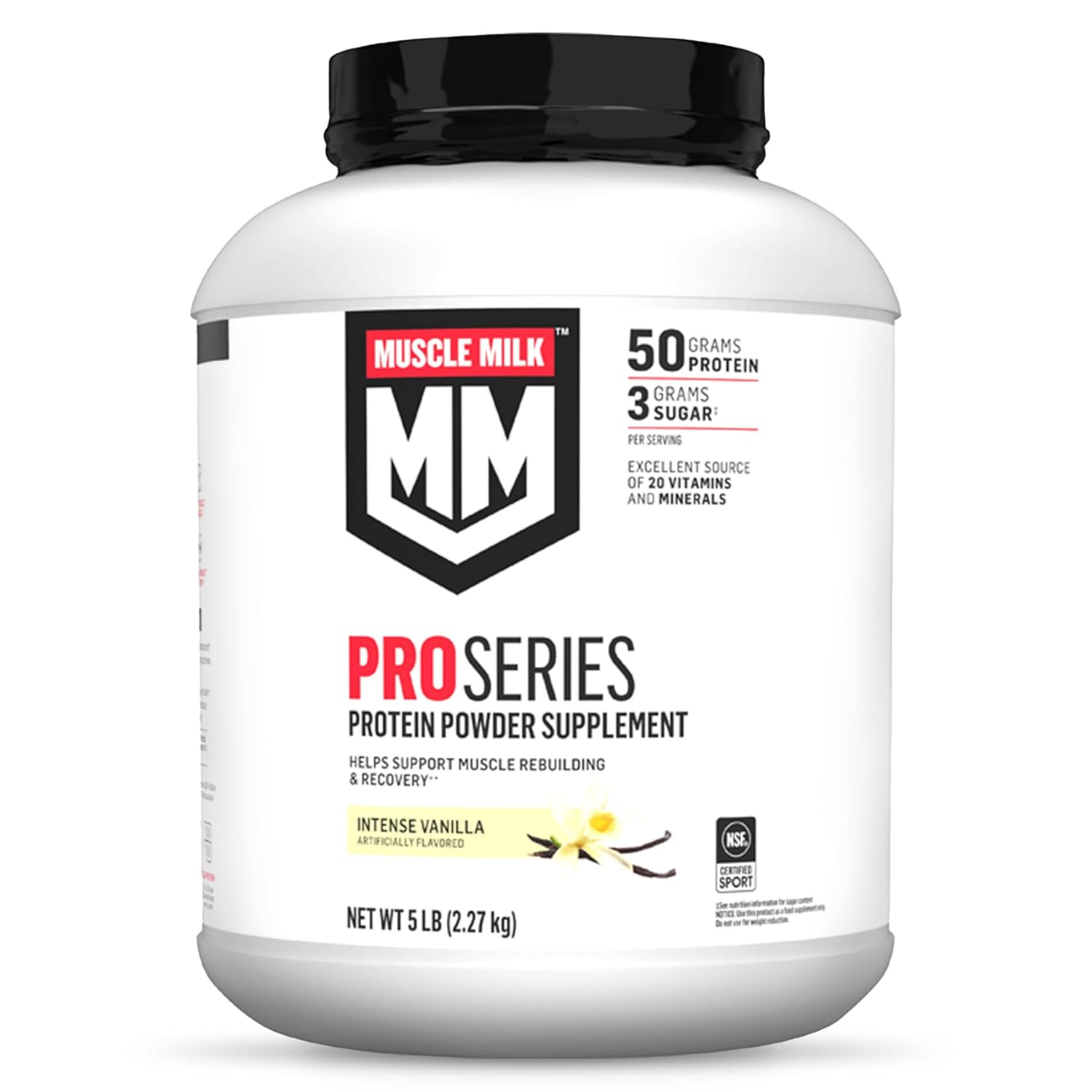 Muscle Milk Pro Series Protein Powder Supplement, Intense Vanilla, 5 Pound, 28 S