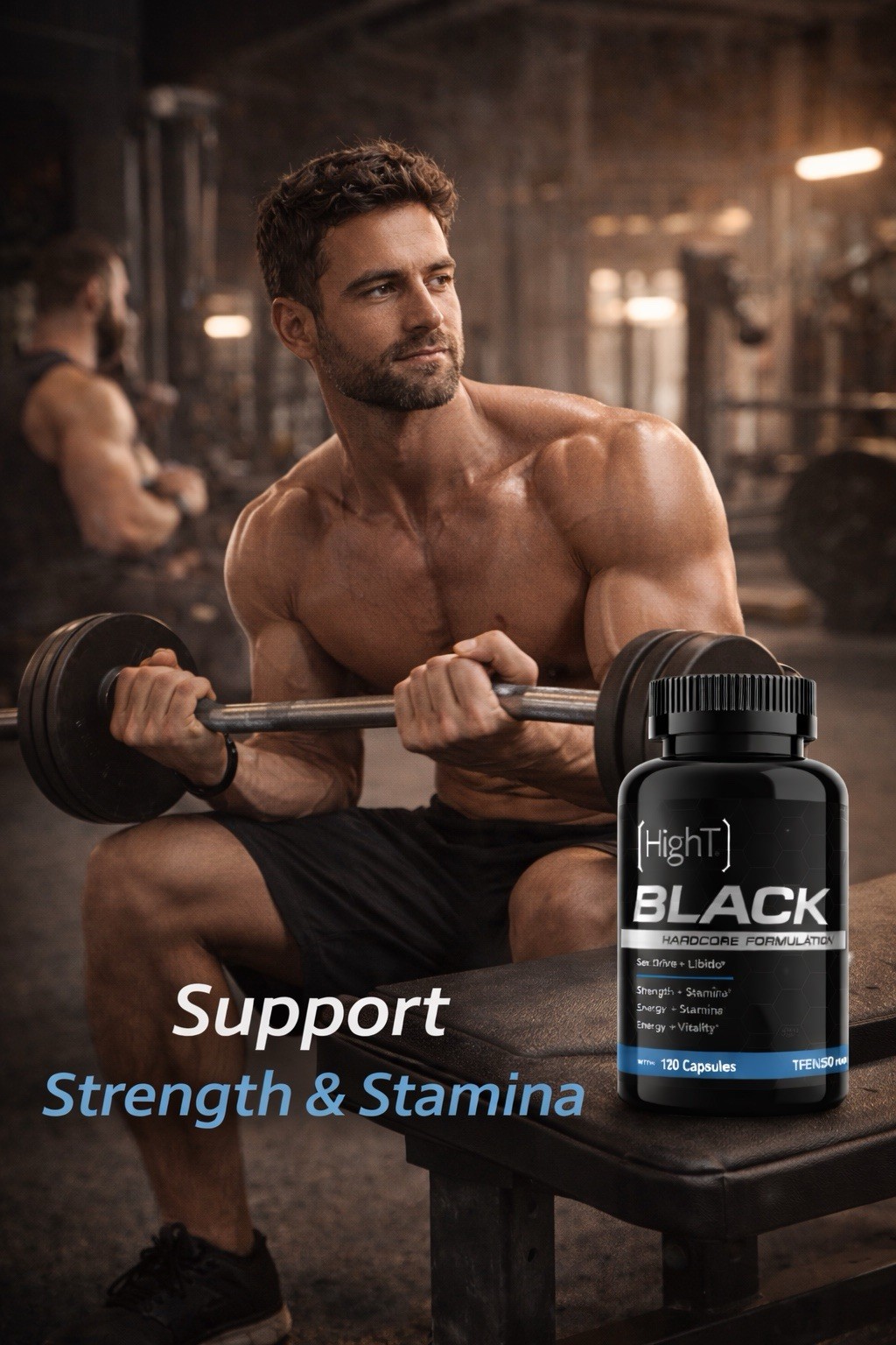 High T Black Testosterone Booster – Strength, Stamina & Sex Drive | 120 Caps