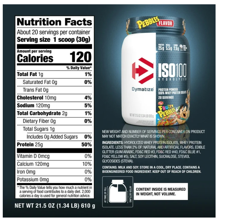 Dymatize ISO100 Hydrolyzed Whey Fruity Pebbles 20 Servings