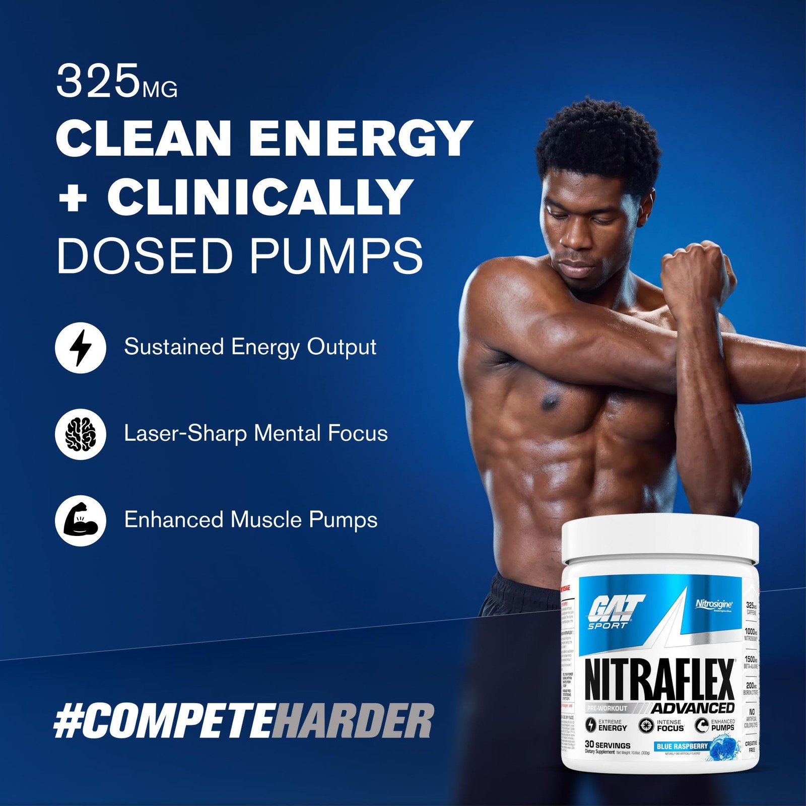 GAT SPORT Nitraflex Advanced 10.6 Ounce (Pack of 1), Blue/Raspberry
