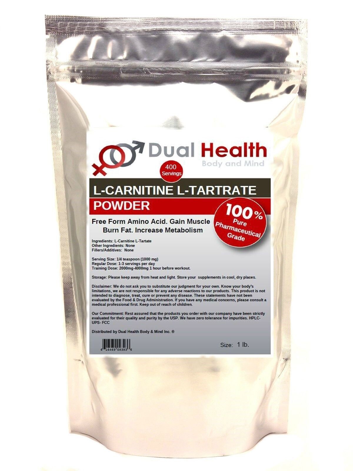L-CARNITINE (1 lb) L-Tartrate Powder Diet Weight Loss Memory Muscle Recovery