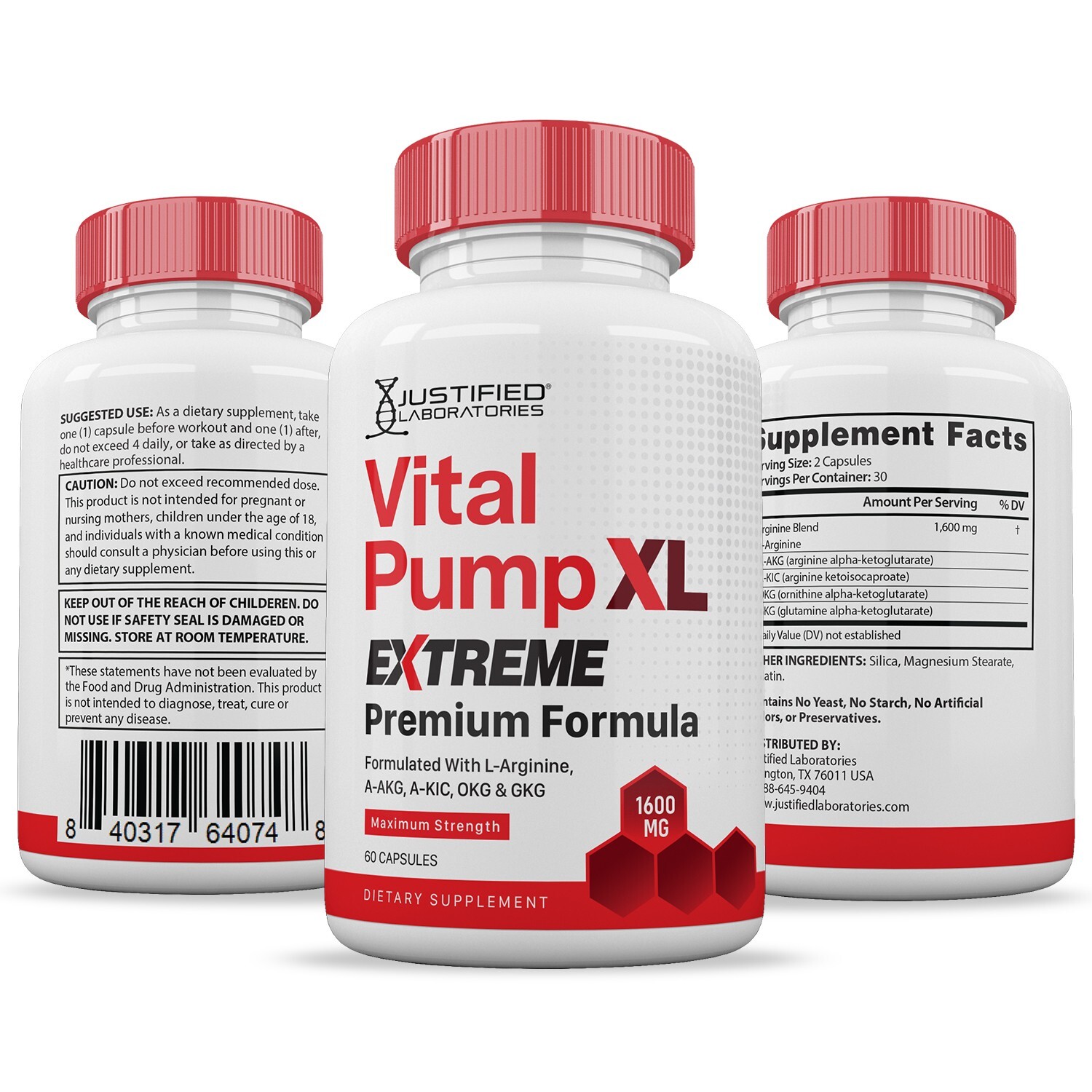 Vital Pump XL Extreme 1600MG For Men Premium Formula Supplement Pills 2 Pack