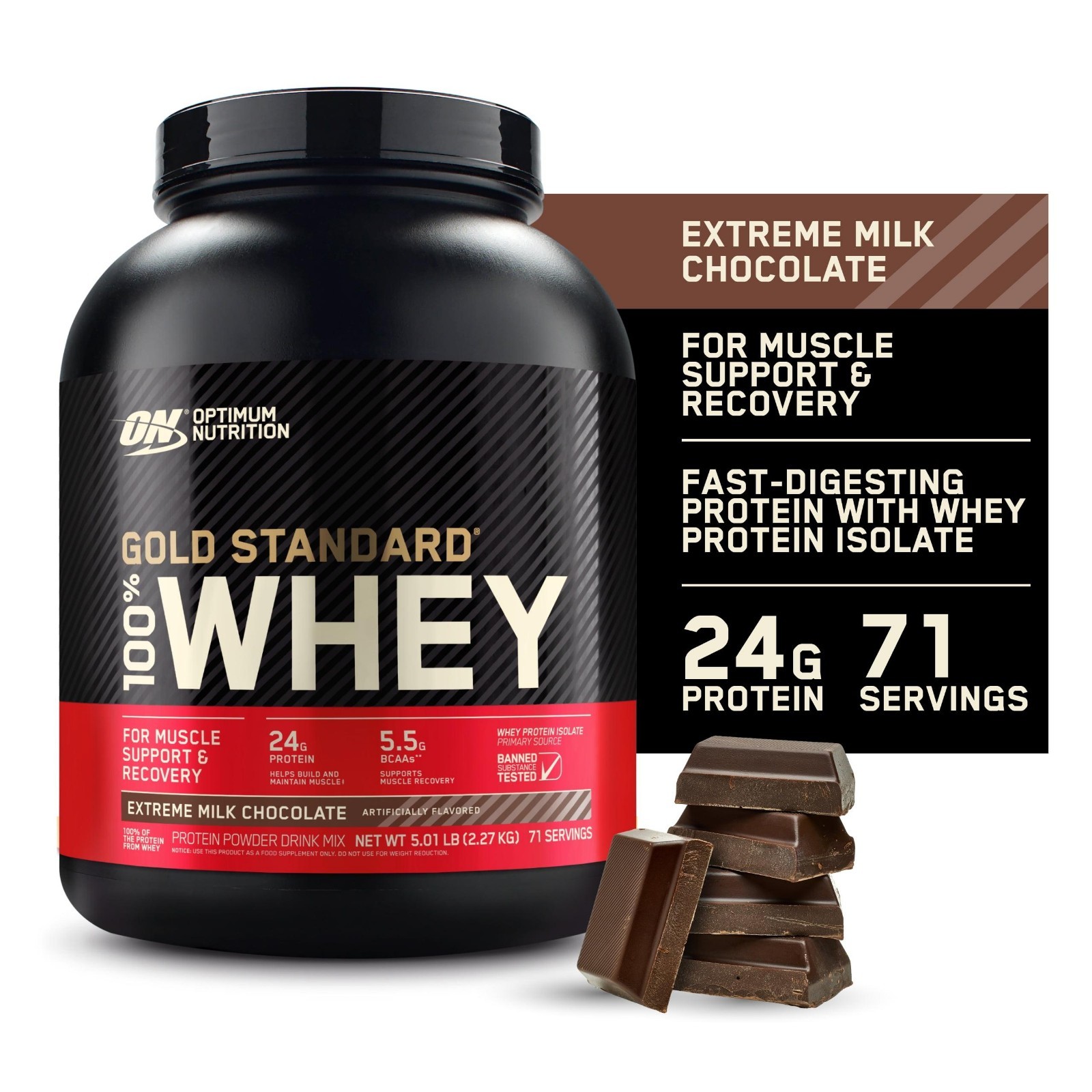 Optimum Nutrition Gold Standard Whey Protein Powder Extreme Milk Chocolate Ex:28