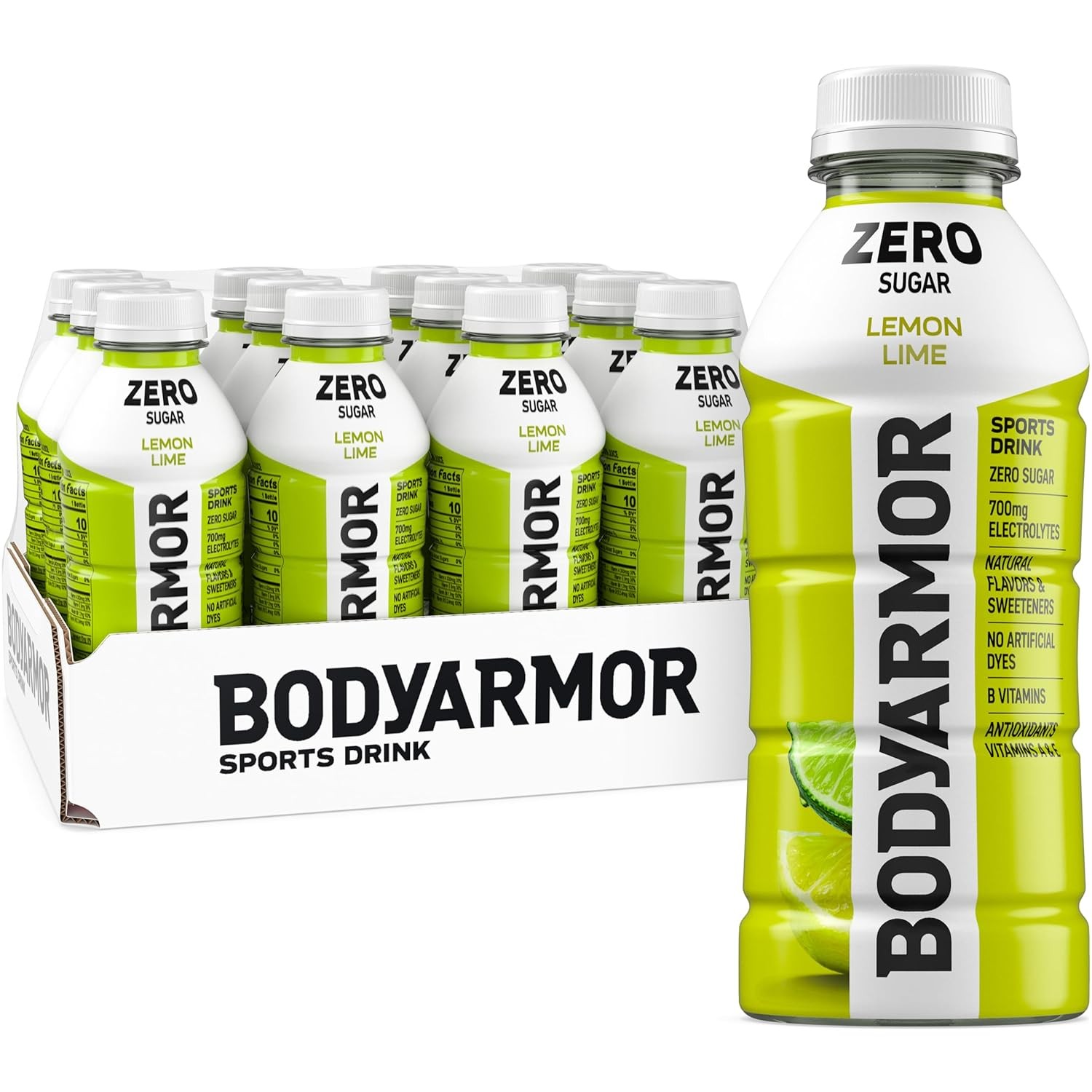 BODYARMOR ZERO Sugar Lemon Lime, Free Sports 16 Ounce (Pack of 12)