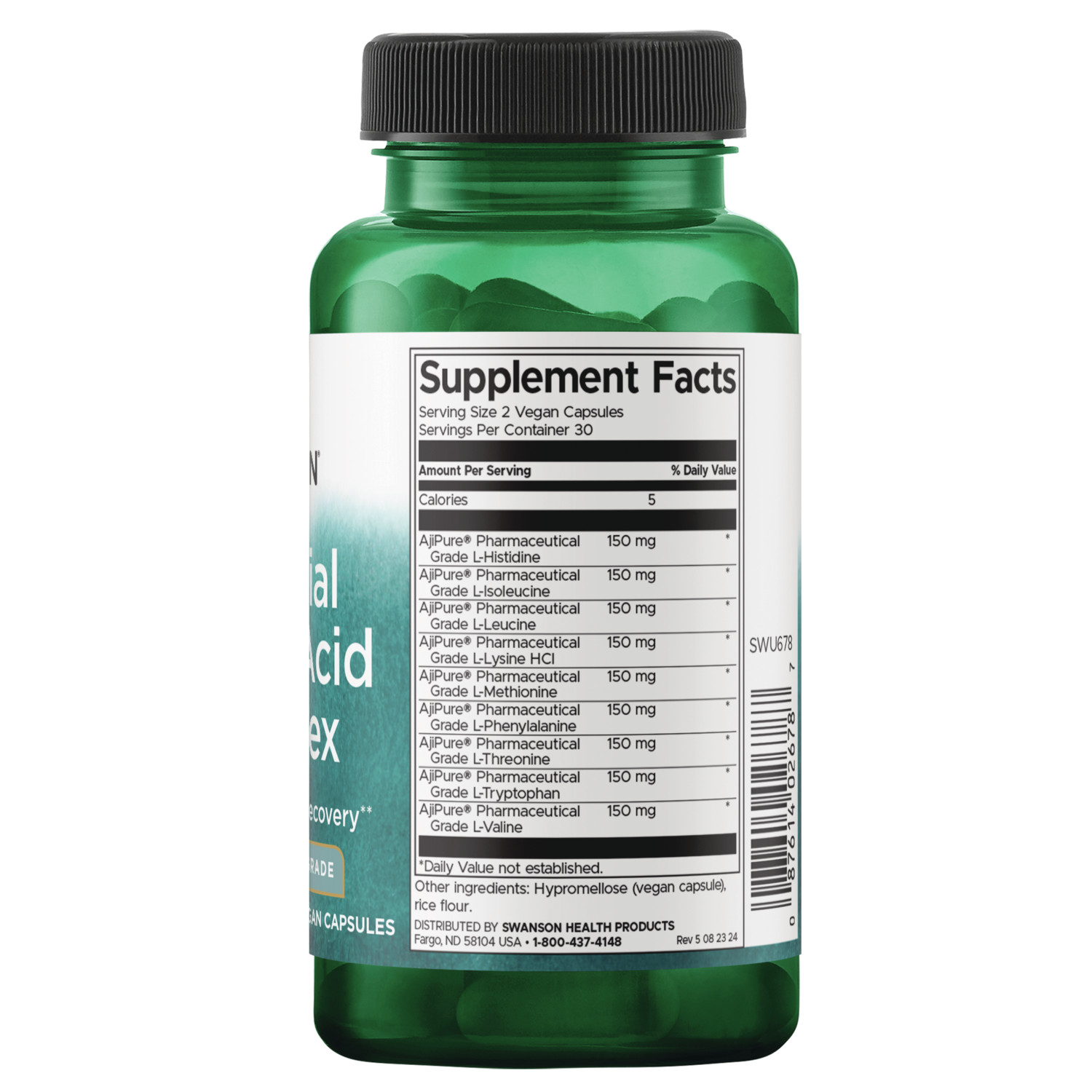 Swanson Essential Amino Acid Complex – Pharmaceutical Grade 60 Veggie Capsules