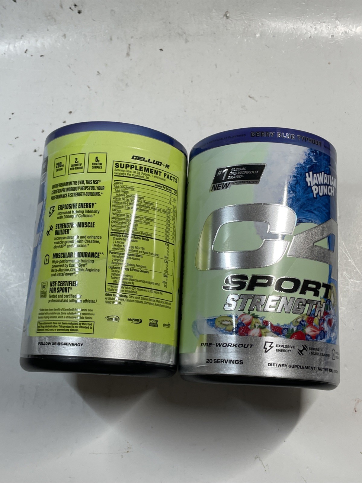 2x C4 SPORT STRENGTH PRE-WORKOUT HAWAIIAN PUNCH BLUE 14.3oz EA EXP 6/26 MR 880