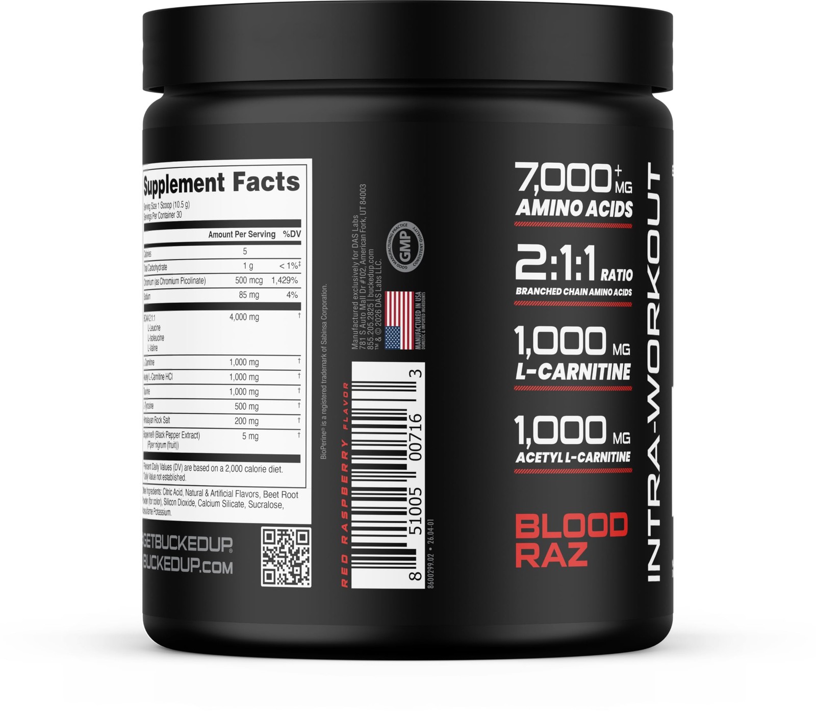 Bucked Up Racked Blood Raz | Intra Workout BCAA 211 Formula with L Carnitine …