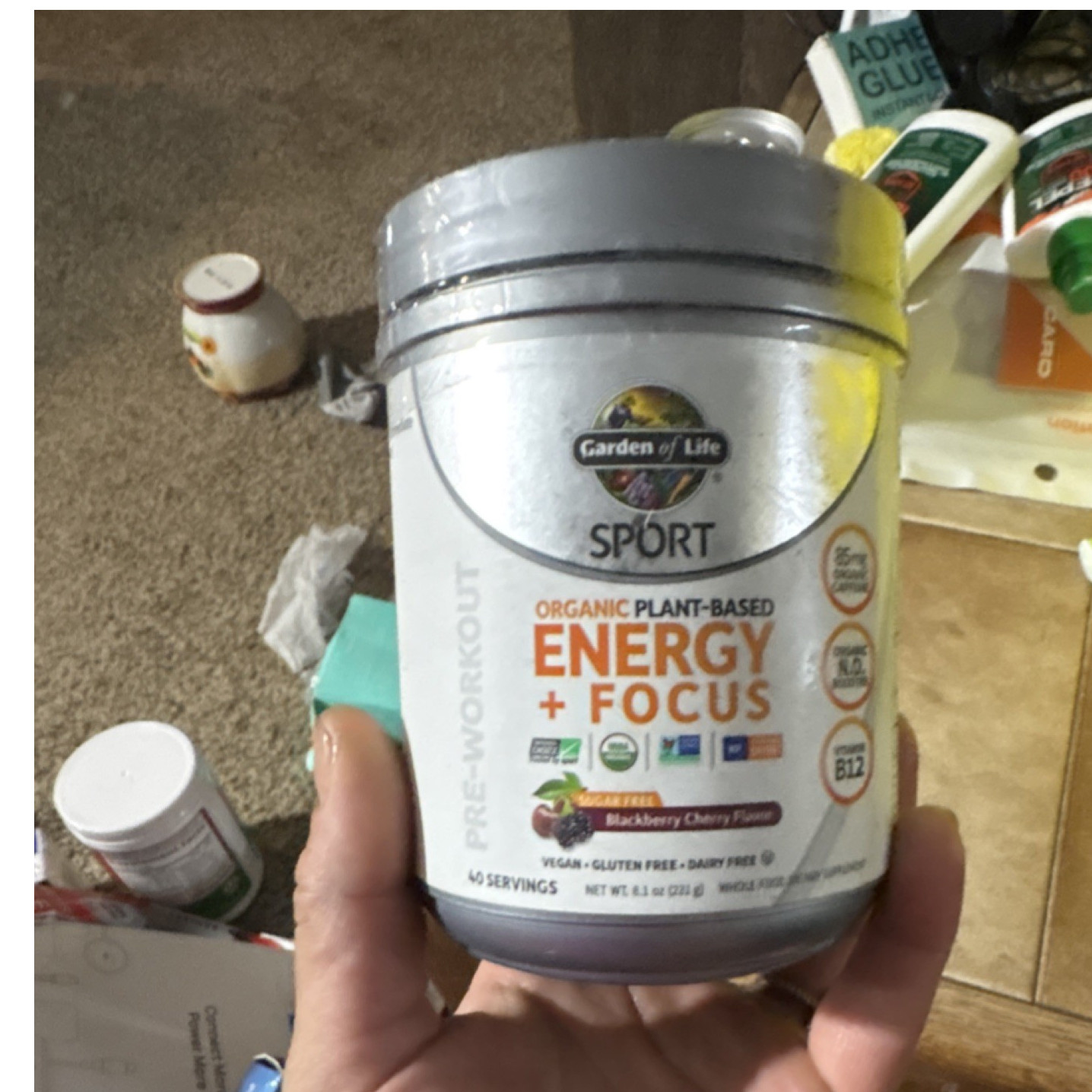 Garden of Life Sport Pre-Workout Powder Blackberry Cherry 40 Servings Vegan