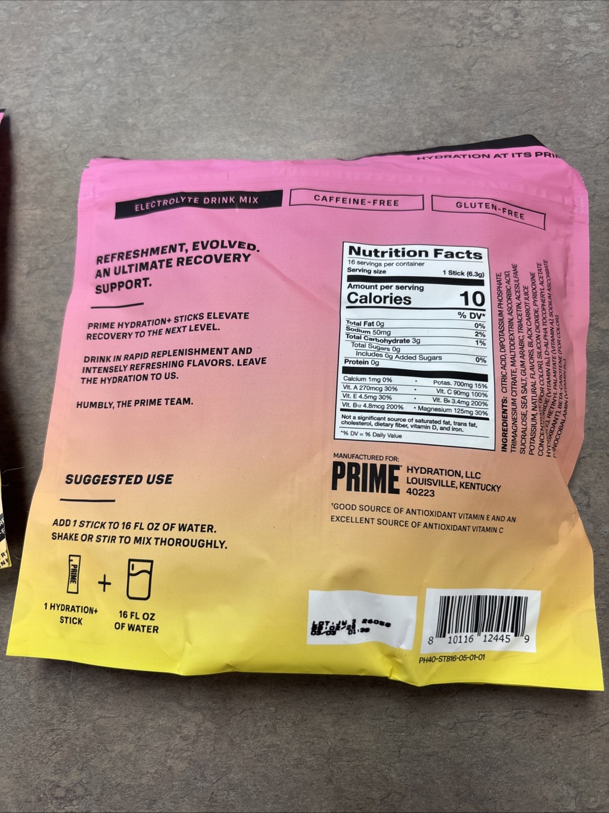 Prime Hydration+ Strawberry Banana Electrolyte Drink Mix Sticks 32 Sticks. 02/28