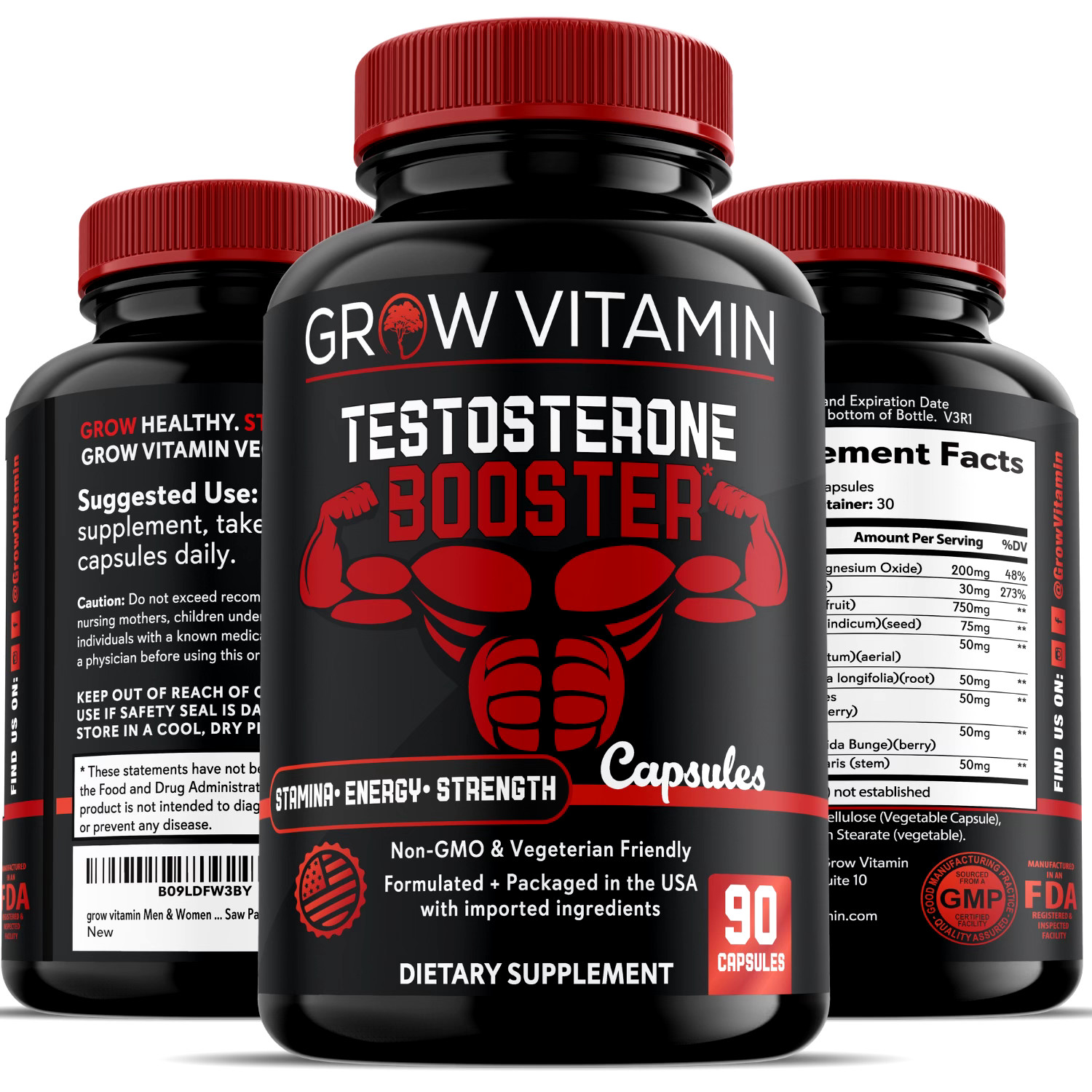 Grow Vitamin Testosterone Booster, Stamina-Energy-Strength