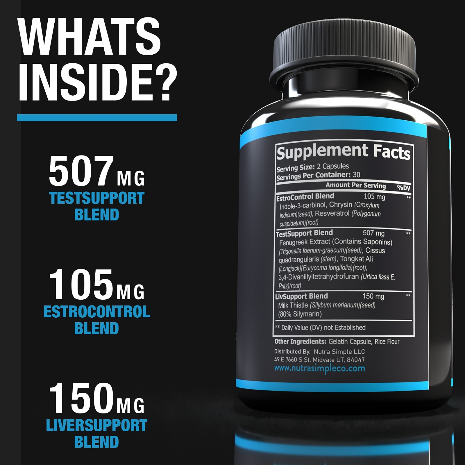 Testosterone Booster, Estrogen Blocker, Liver Support Supplement, Natural PCT