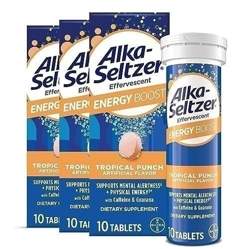 Alka-Seltzer Energy Boost: Caffeine & Guarana, B Vitamins, Supports Mental…