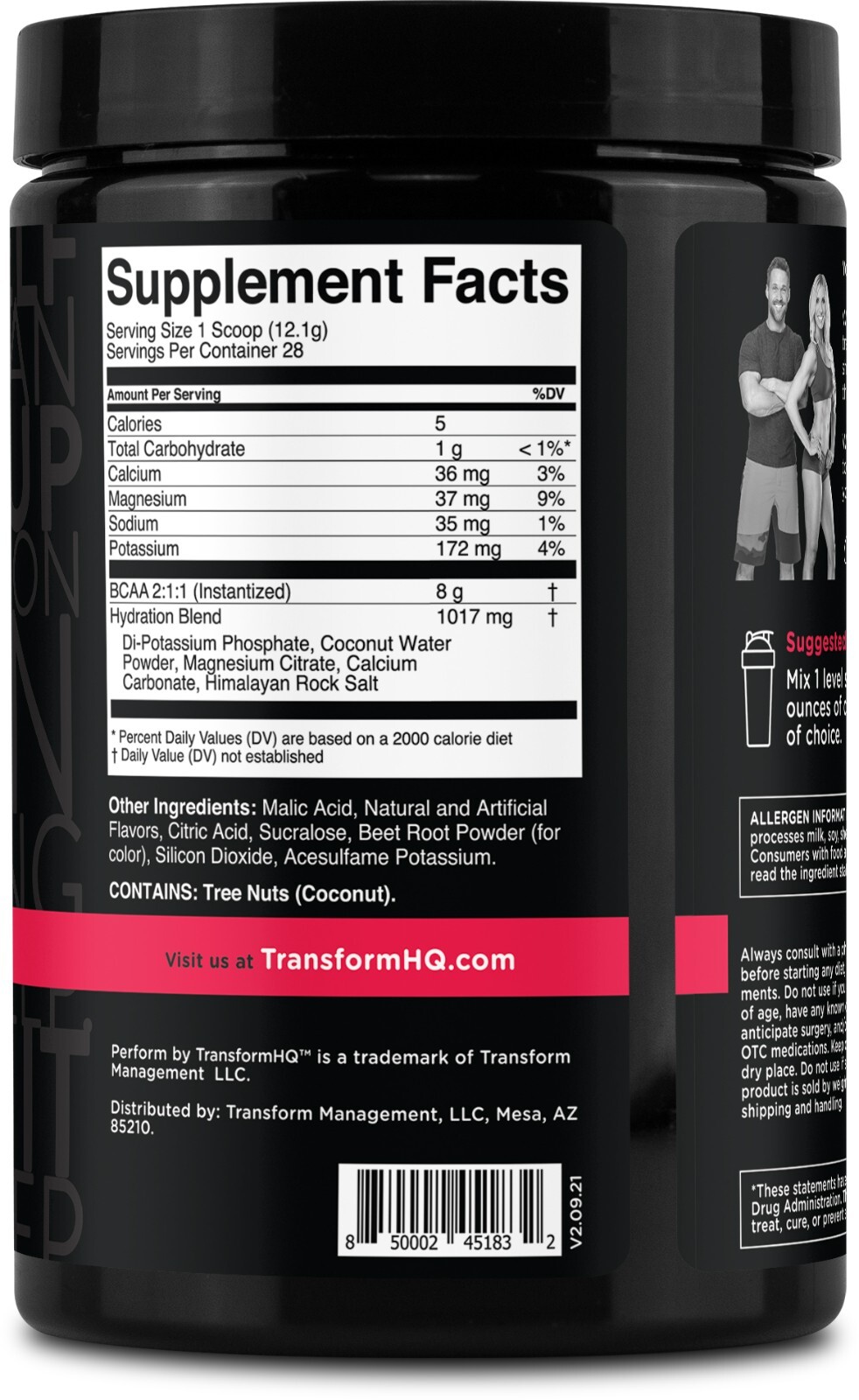 TransformHQ BCAA 2:1:1 Powder – (Kiwi Strawberry) 28 Servings – Perform