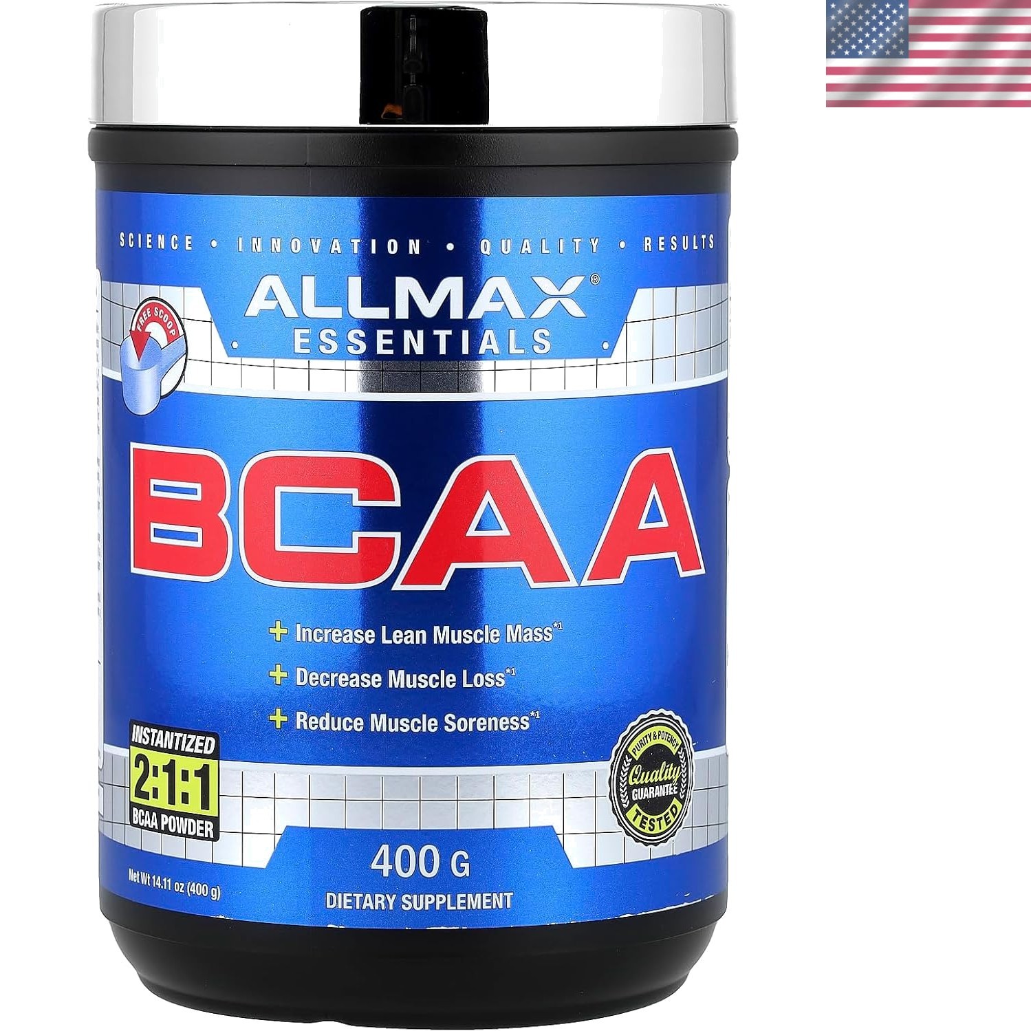 Essentials BCAA, Unflavored – 400 g Instantized 2:1:1 Powder – Helps Increase…