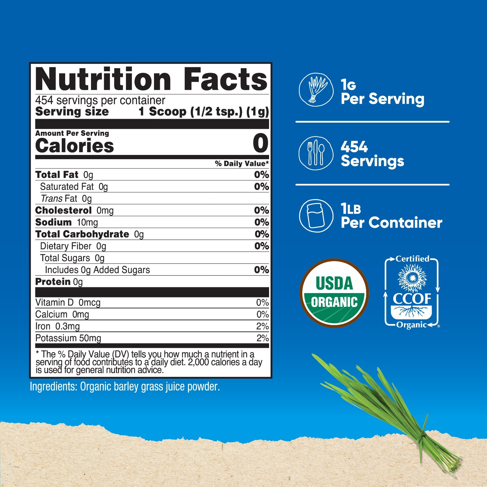 Nutricost Organic Barley Grass Juice Powder (1 LB) (Unflavored)