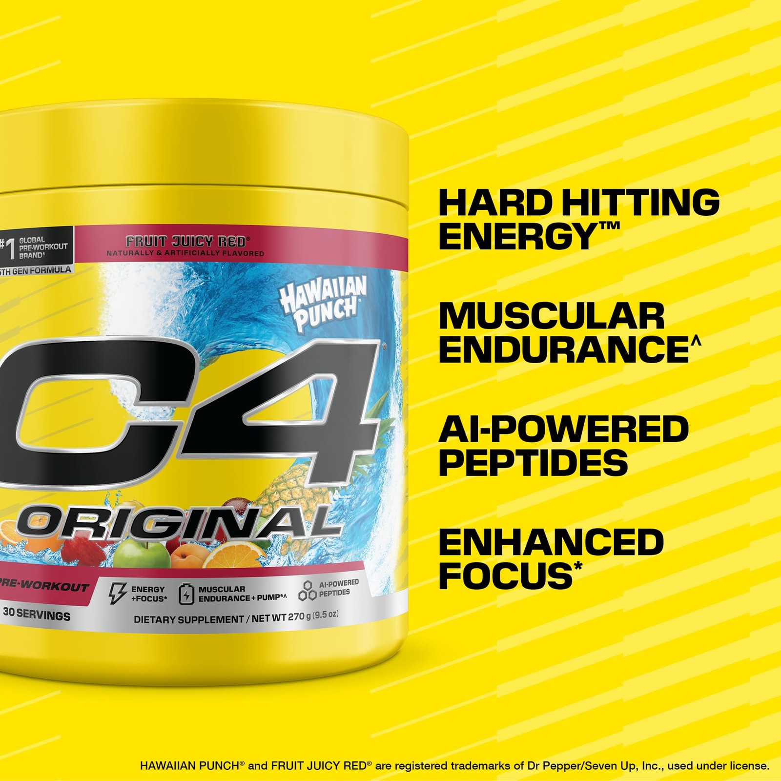 C4 Original Hawaiian Punch Pre-Workout – 9.5 Ounce (Pack of 1), No Color