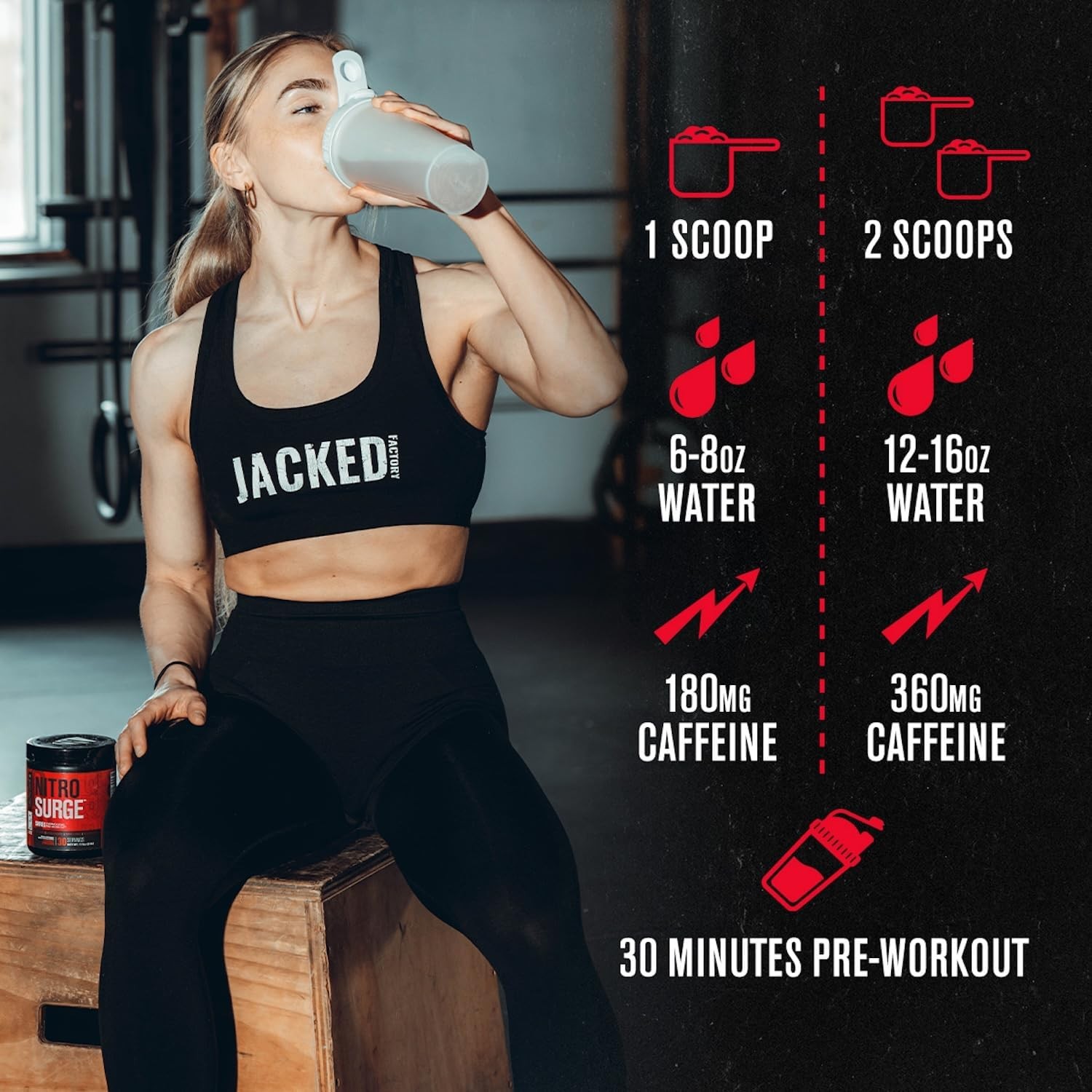 NITROSURGE Shred Pre Workout Supplement – Energy Booster, Instant