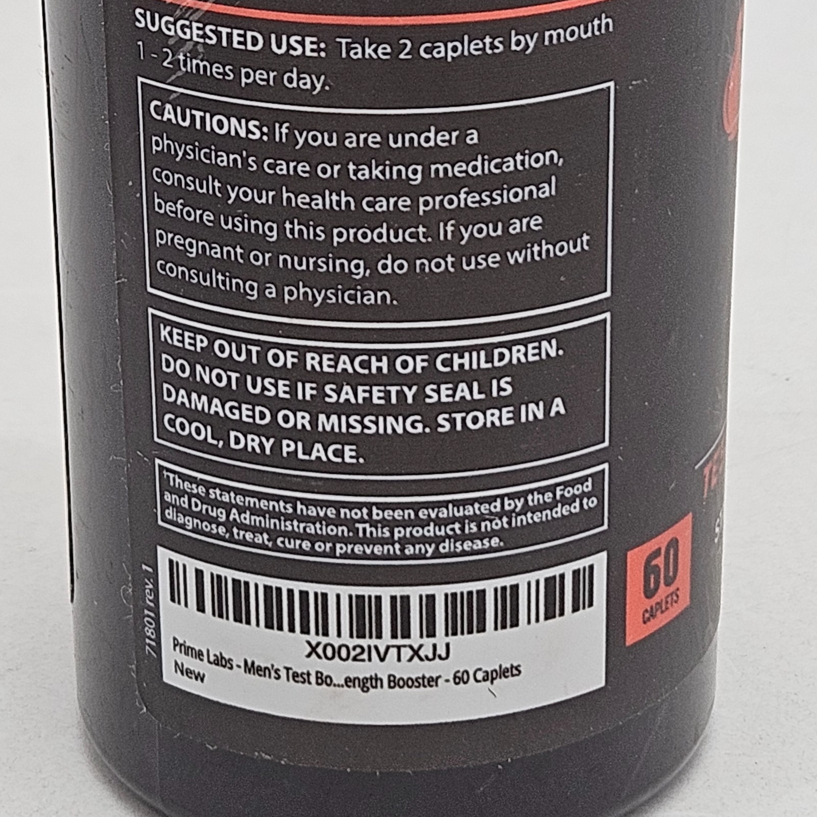Prime Labs Men’s Testosterone Booster Stamina Endurance Strength 60 Caps 07/27