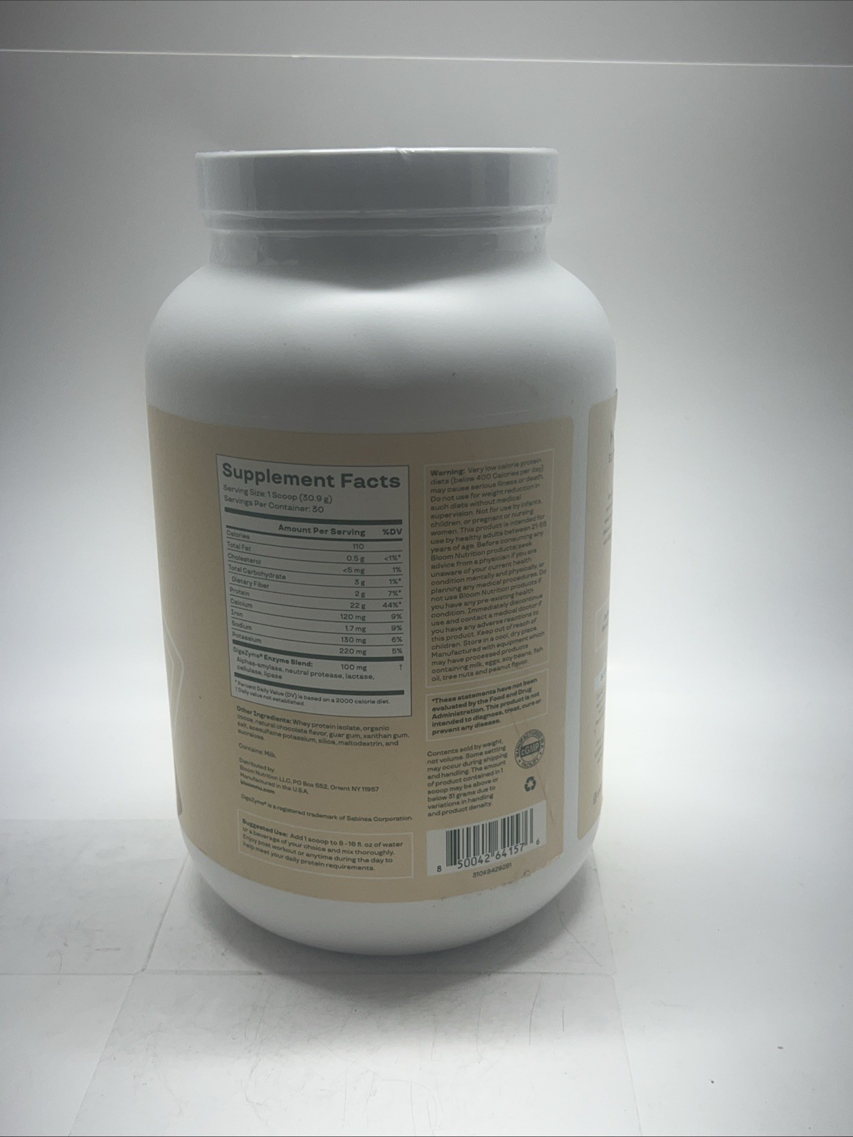 Bloom Nutrition Whey Isolate Protein Powder, Chocolate 30 Servings Exp 11/2026