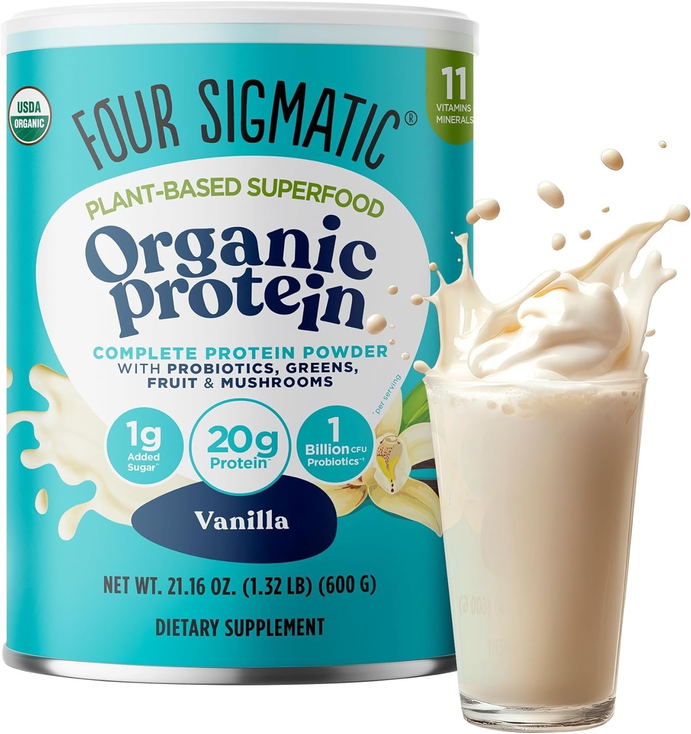Vegan Protein Powder with Adaptogens 15 Servings 18g Plant Based Protein