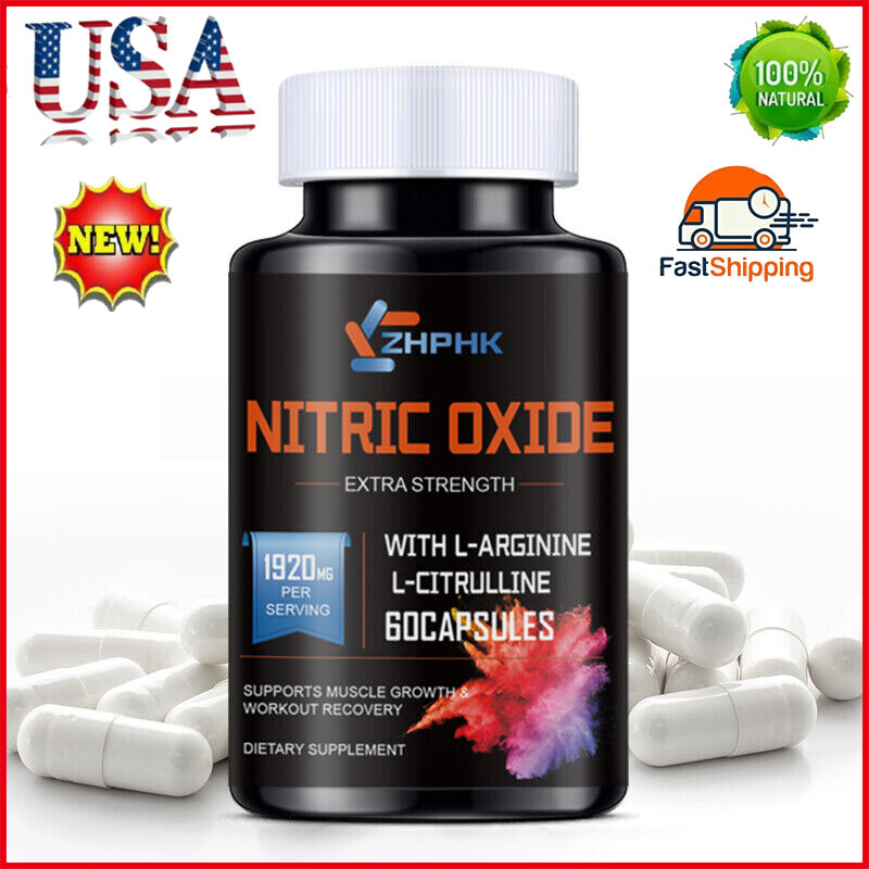 Nitric Oxide Booster Supplement – L-Arginine, L-Citrulline 1500mg – 60 Capsules