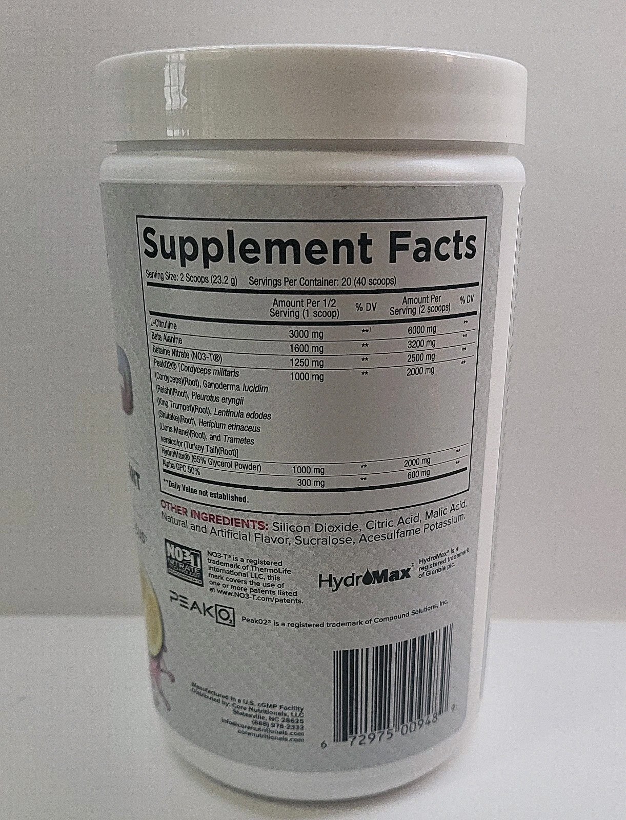 BB 01/2026.Core Nutritionals Fury Next Generation Pre-Workout Black Lightning