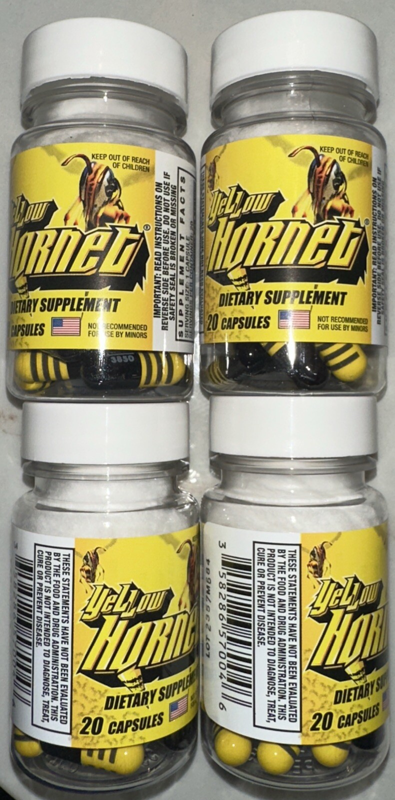 Yellow Hornet Herbal Dietary Supplement Weight Loss Focus Energy 4ct 80 Caps