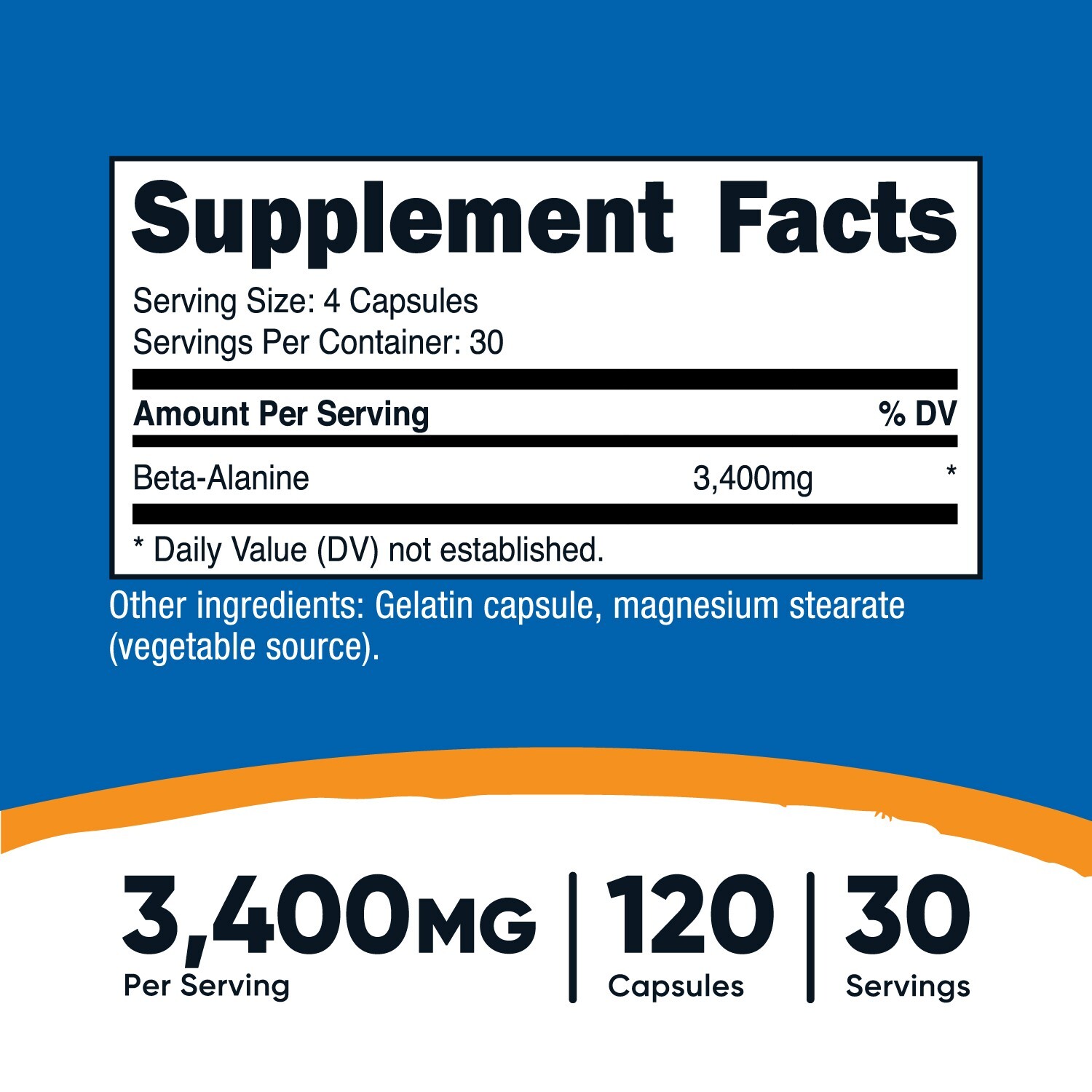 Nutricost Beta-Alanine Capsules 3400mg, 120 Capsules (30 Servings)