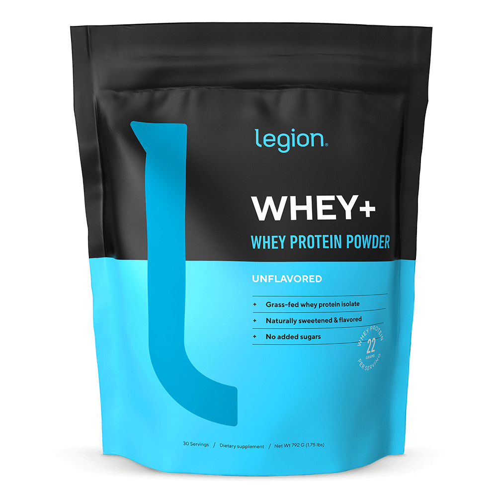Legion Whey+ Whey Isolate Protein Powder, Unflavored, 30 Servings