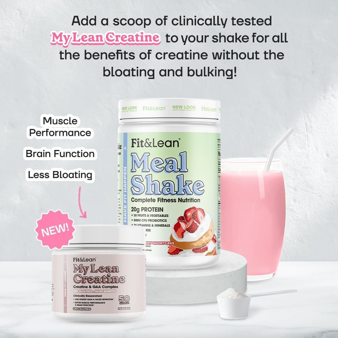 Meal Shake, Fat Burning Meal Replacement, Protein, Fiber, Probiotics, Strawberry