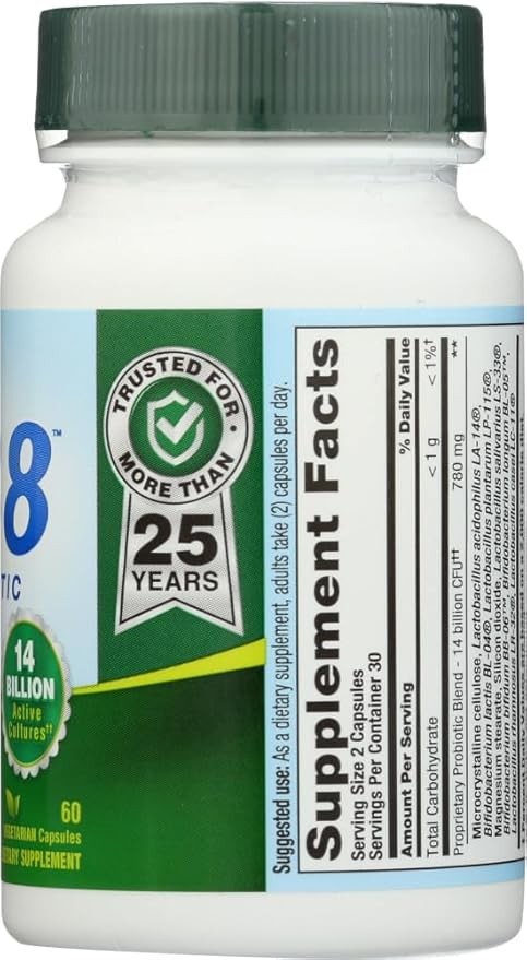 Nutrition Now PB 8 Pro-biotic Acidophilus Capsules, Vegetarian, 60 Caps