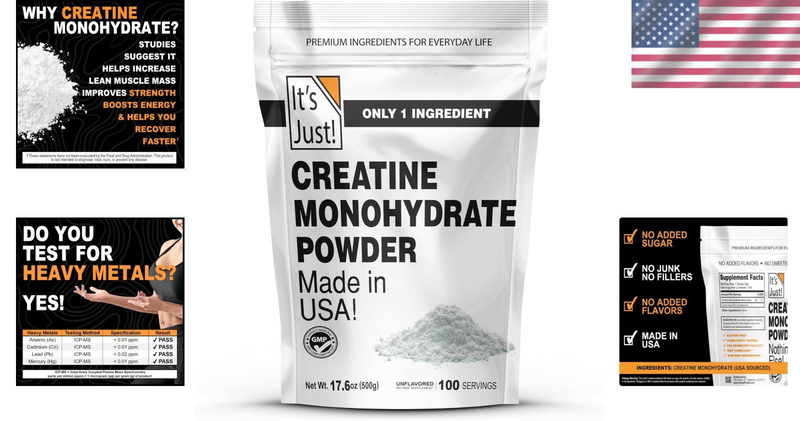 Lab Tested Creatine Monohydrate – High Quality Muscle Growth Supplement, 1.1 lbs