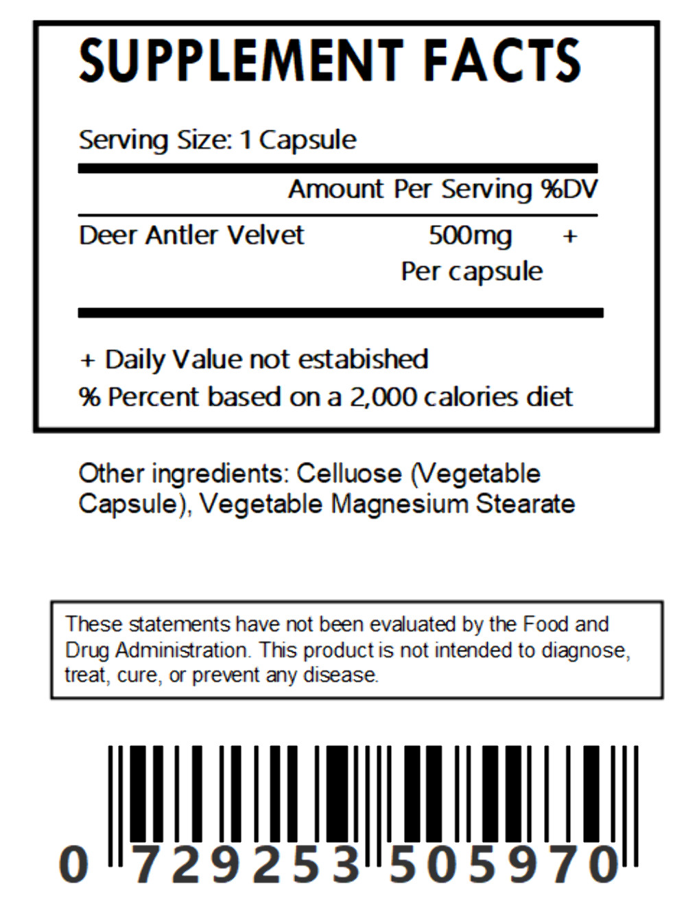Deer Antler Velvet Extract Powder 4:1 Capsules