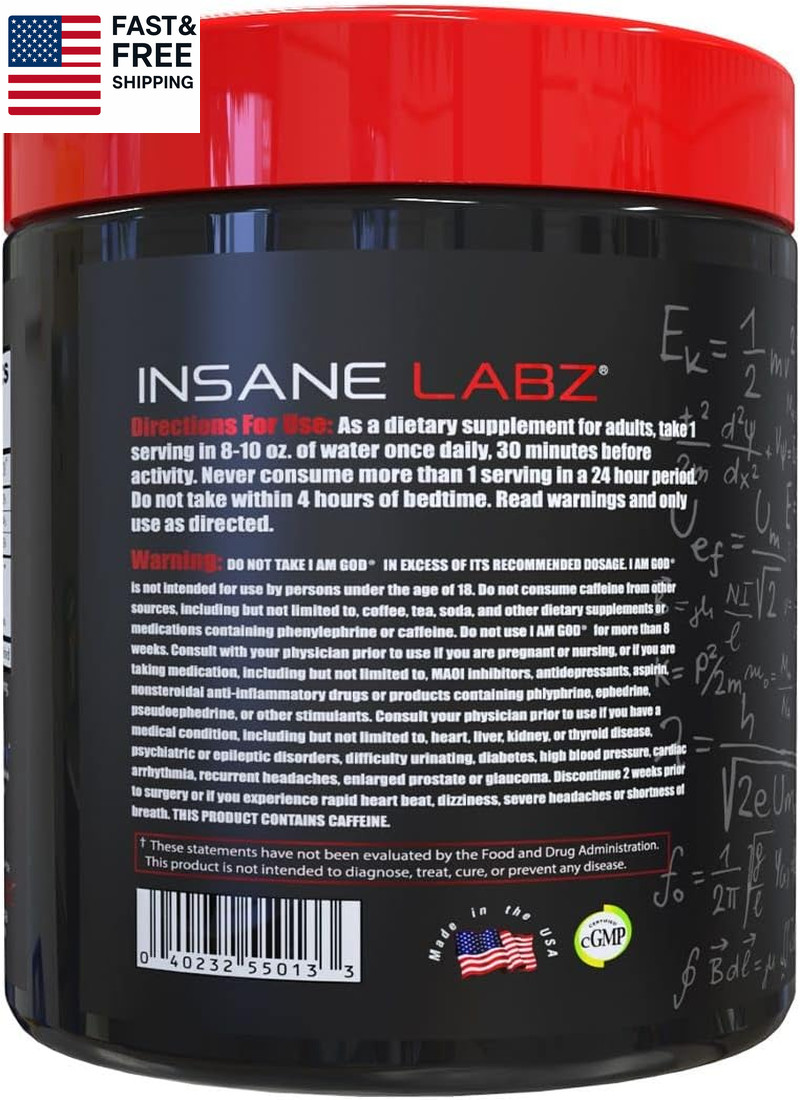 I Am God Pre Workout, High Stim Pre Workout Powder Loaded with Creatine and DMAE