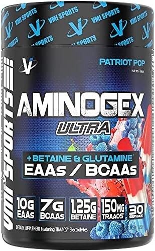 Aminogex Ultra BCAA Powder, Patriot Pop, 30 Servings