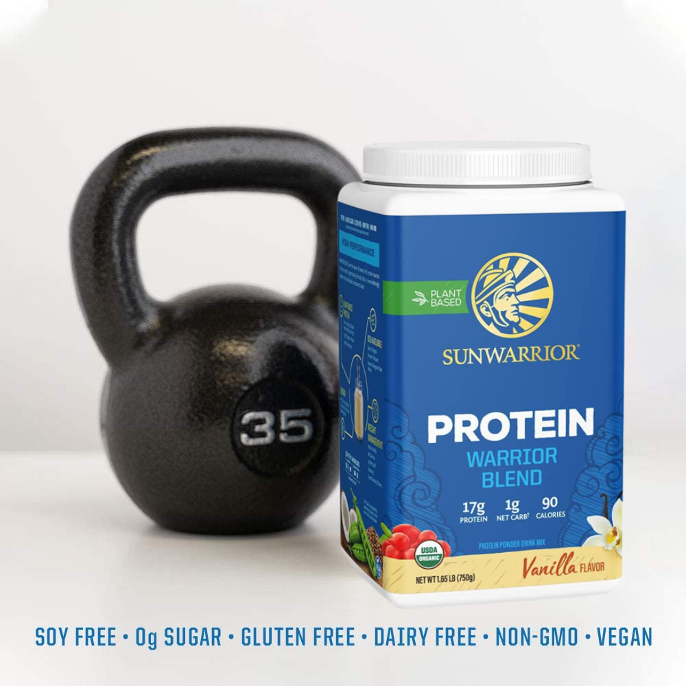 Sunwarrior Warrior Protein Powder 1.65 lbs Organic Vegan w/ BCAAs Vanilla Flavor